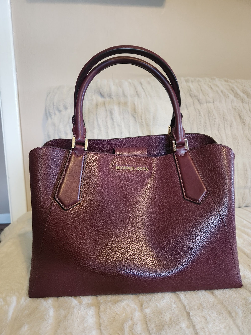 Michael Kors Women's Burgundy Leather Satchel